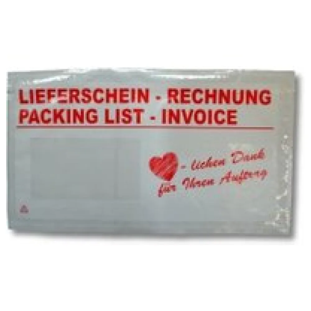 Dokumententaschen Begleitscheintaschen *Lieferschein/Rechnung* "Herzlichen Dank" DIN Lang, 1000 Stk. – Bild 3