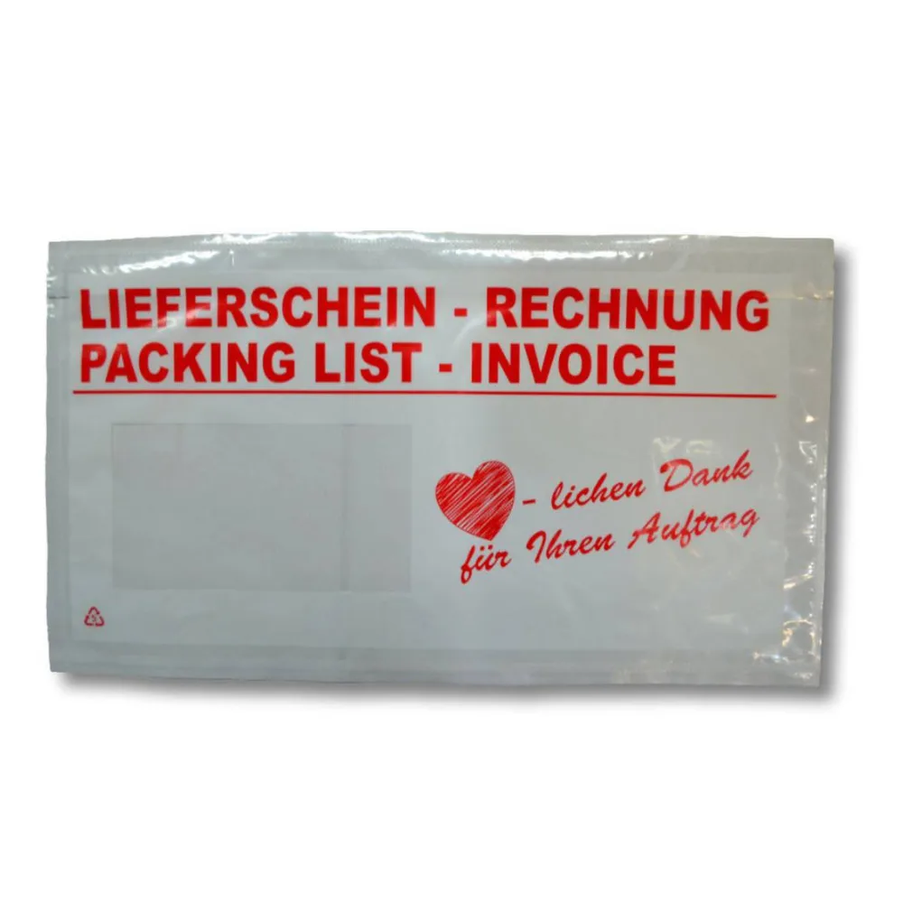 Dokumententaschen Begleitscheintaschen *Lieferschein/Rechnung* "Herzlichen Dank" DIN Lang, 1000 Stk. – Bild 2