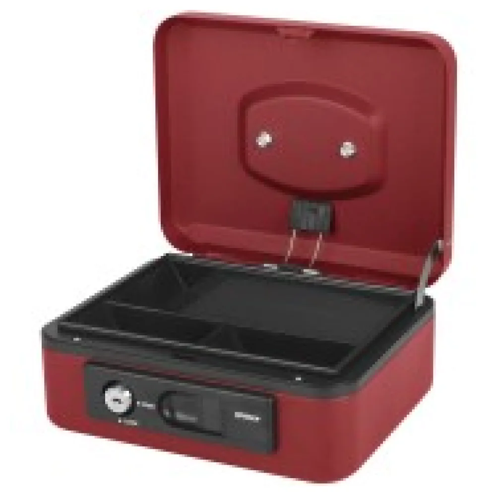 Deluxe Geldkassette mit praktischer Öffnungsfunktion 200mm, rot