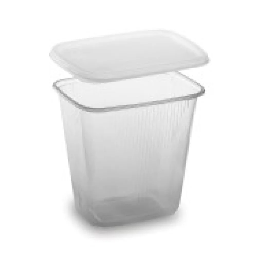Rechteckbecher klar 500 ml mit Deckel PP mikrowellengeeignet, 250 Stk.