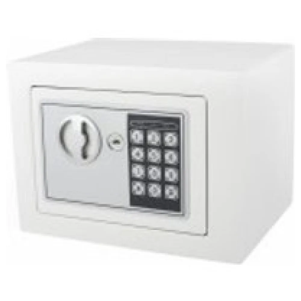 Tresor Safe 23x17x17cm mit elektronischem Zahlenschloss für Tisch/Wandmontage weiß – Bild 3