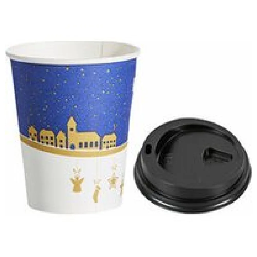 Heißgetränkebecher Winterlandschaft mit Trinkdeckel Eichstrich 200 ml, 75 Stk. – Bild 3