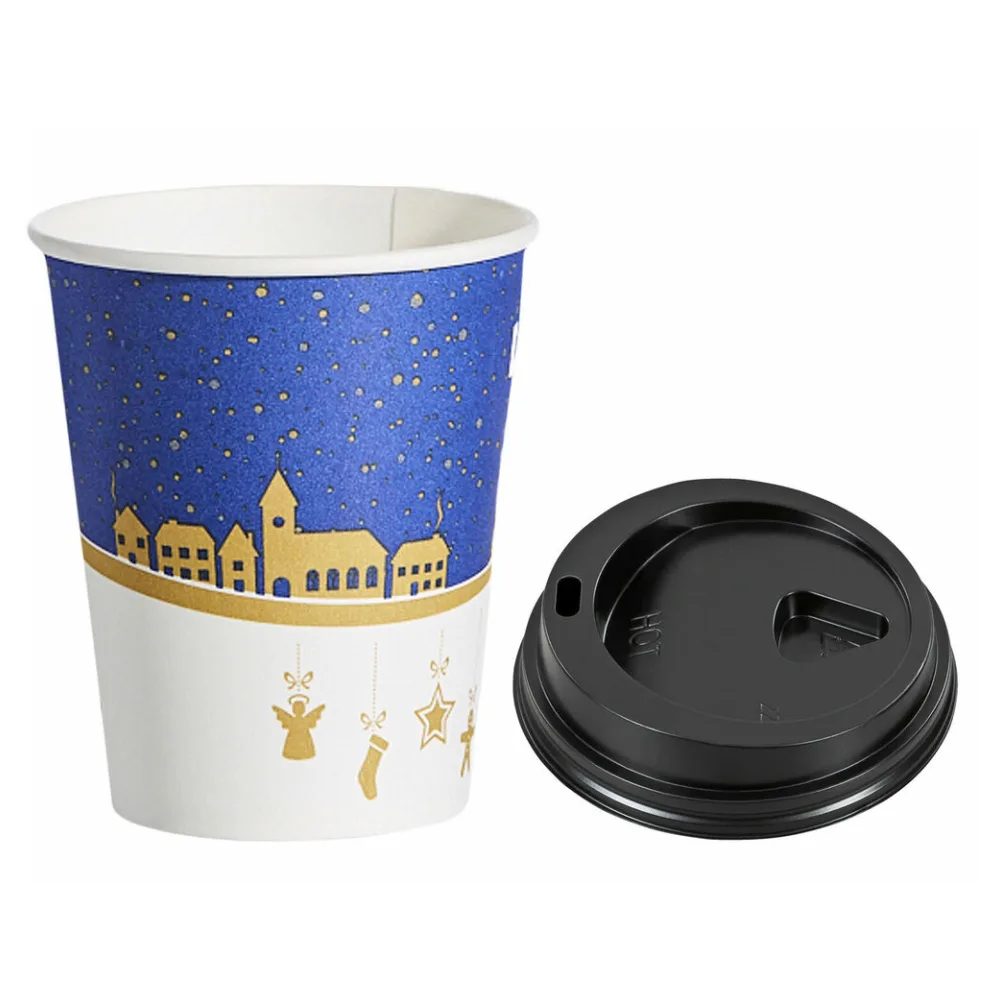 Heißgetränkebecher Winterlandschaft mit Trinkdeckel Eichstrich 200 ml, 75 Stk. – Bild 2