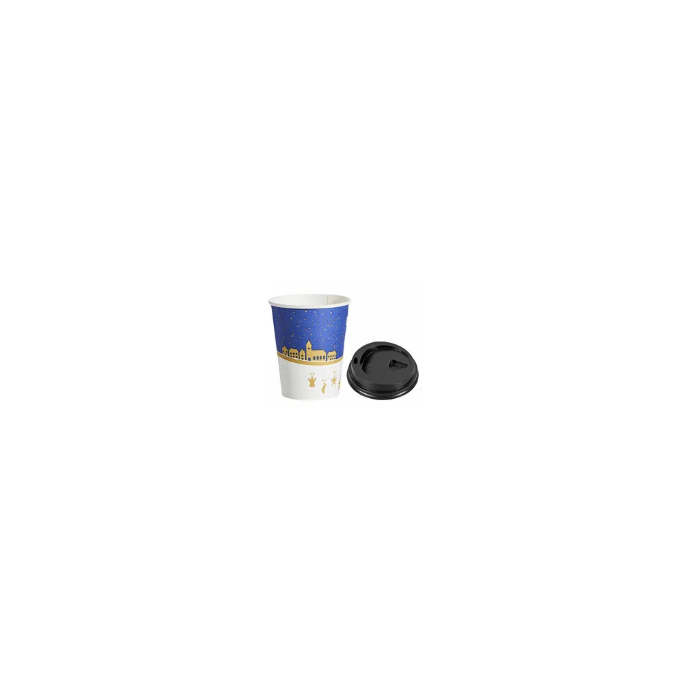 Heißgetränkebecher Winterlandschaft mit Trinkdeckel Eichstrich 200 ml, 75 Stk.