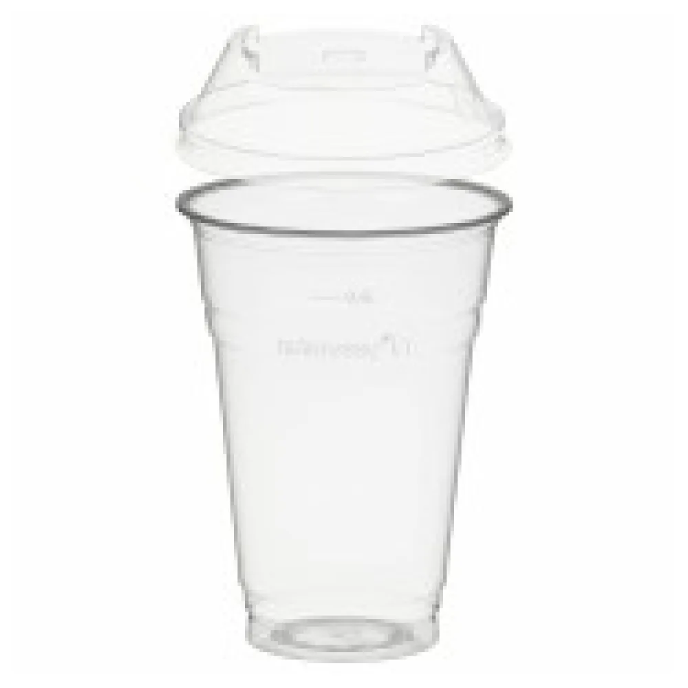 BIO Trinkbecher 400ml + Domdeckel stapelbar C-Loch 50 Stk.