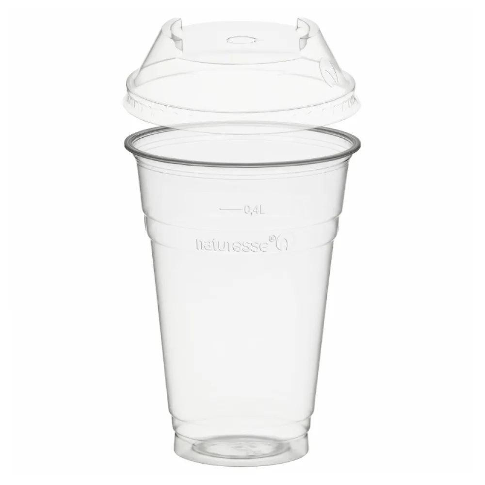 BIO Trinkbecher 400ml + Domdeckel stapelbar C-Loch 50 Stk. – Bild 2