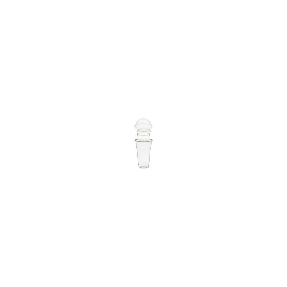 BIO Trinkbecher 500ml mit Domdeckel ohne Loch + Einsatzbecher 90ml PLA 100 Stk.