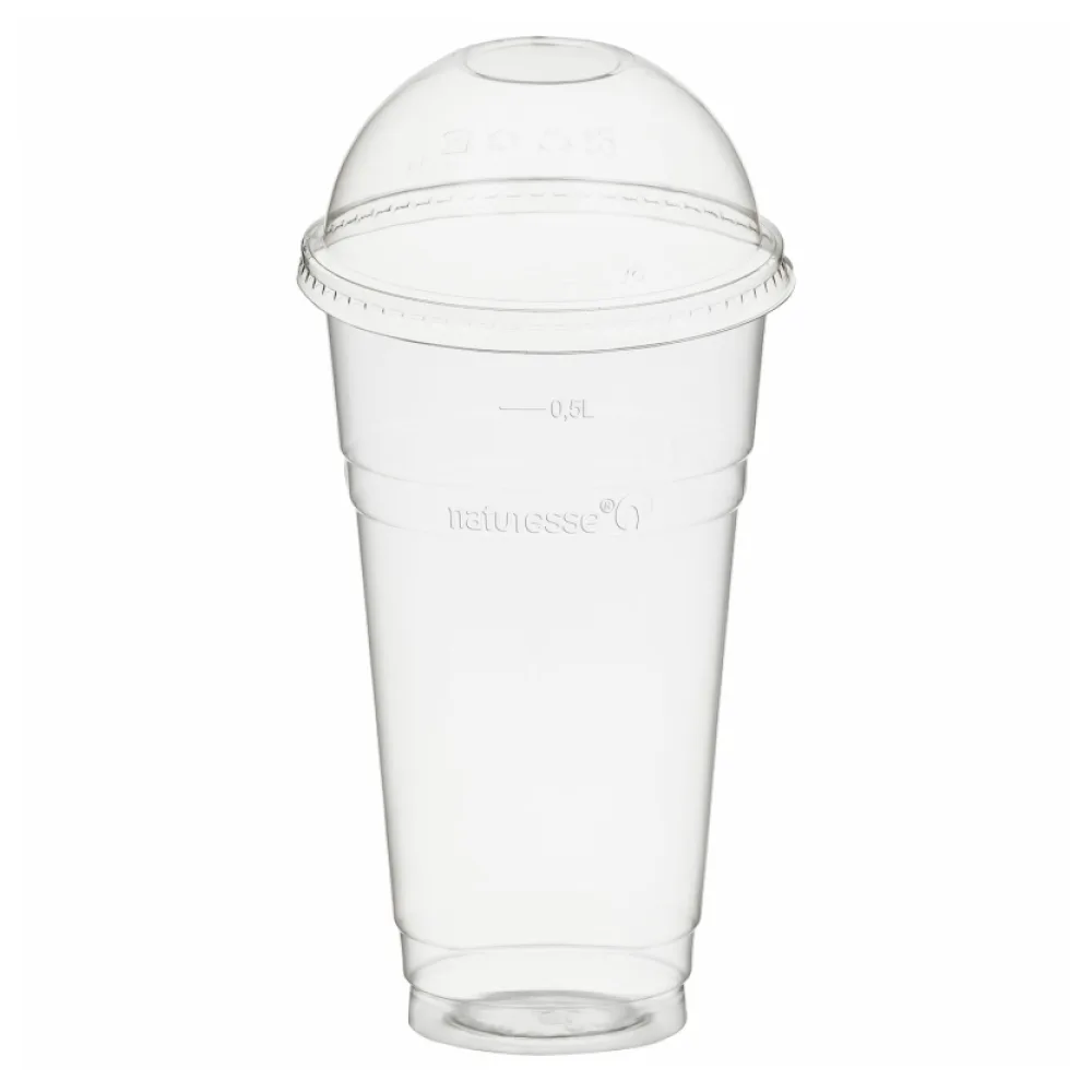 BIO Trinkbecher 500ml mit Domdeckel ohne Loch aus Biokunststoff (PLA) 50 Stk. – Bild 2