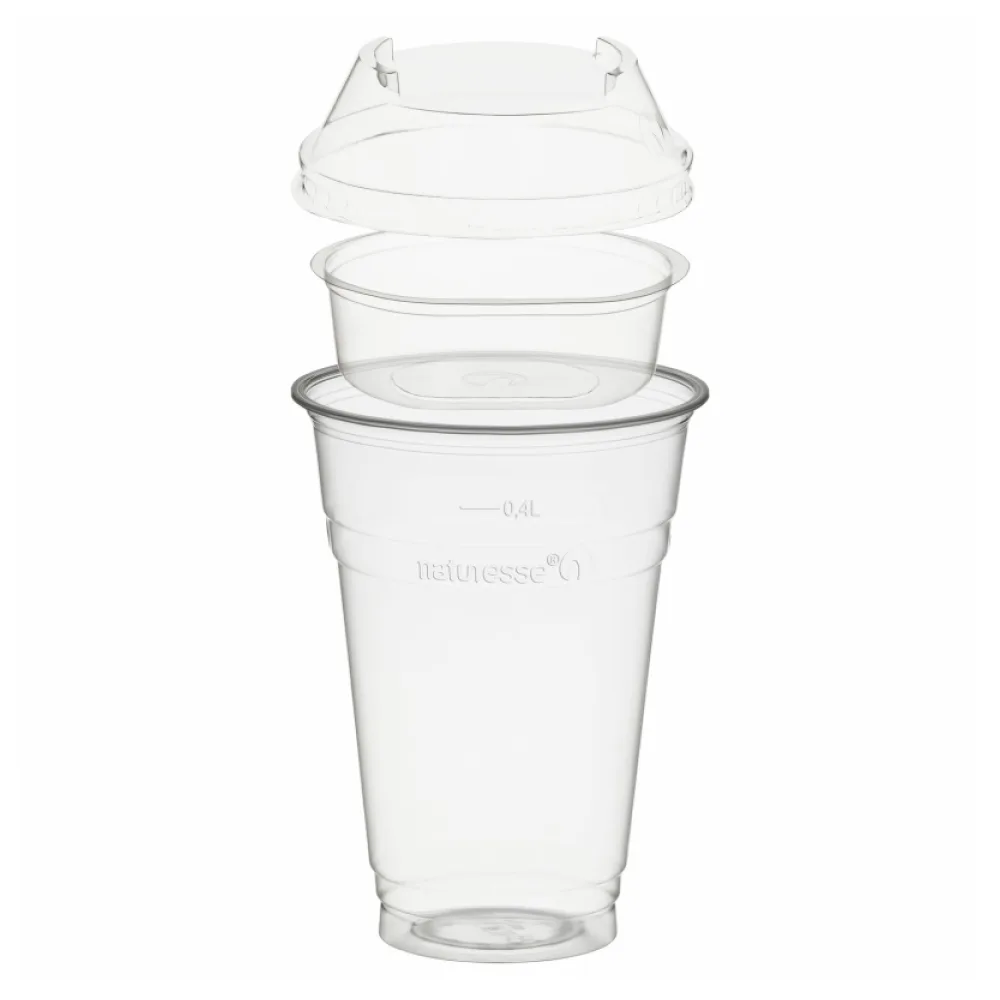 BIO Trinkbecher 400ml + Domdeckel stapelbar + Einsatzbecher O 96mm (PLA) 50 Stk. – Bild 2