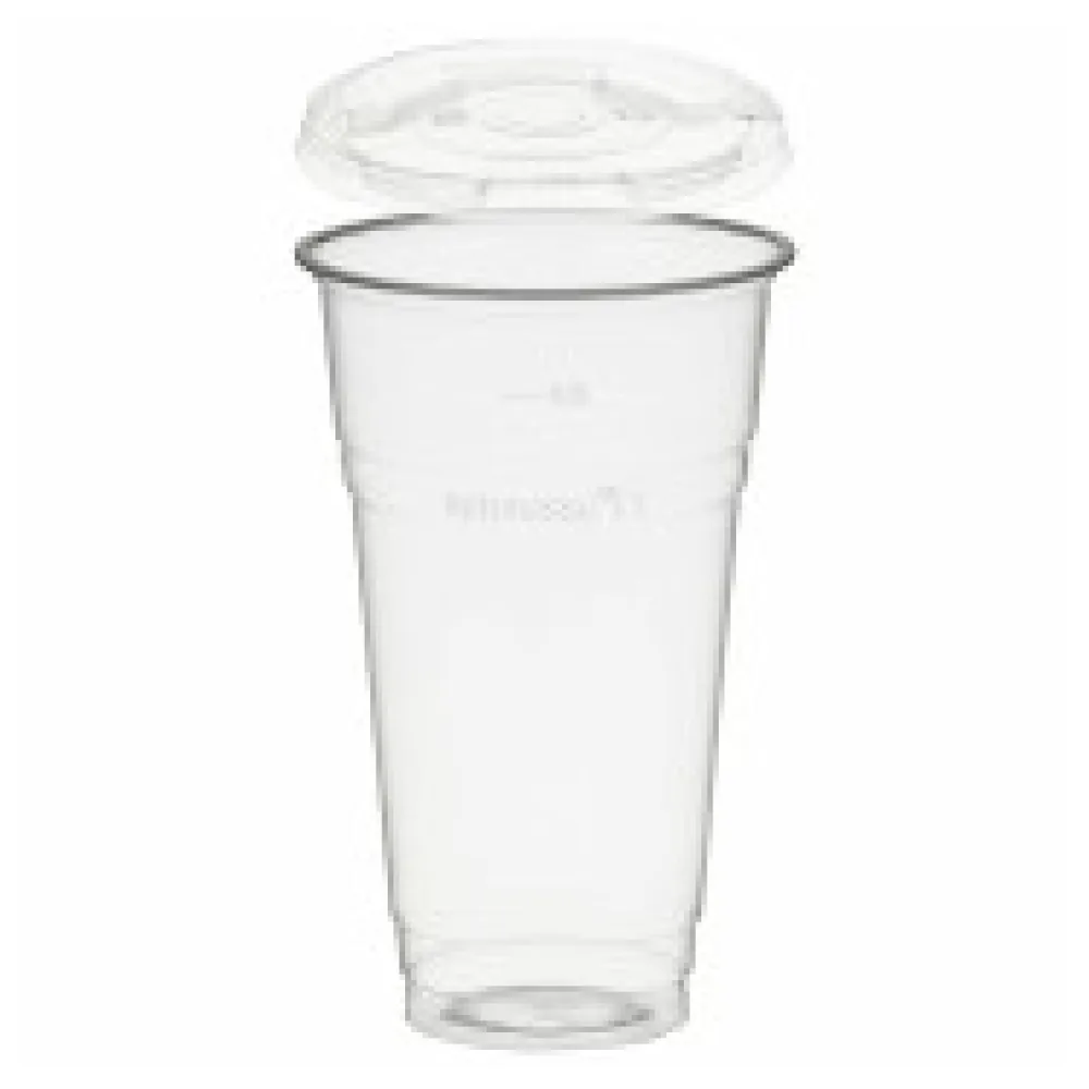 BIO Trinkbecher 500ml + Deckel mit Halmstanzung aus Biokunststoff(PLA) 50 Stk.