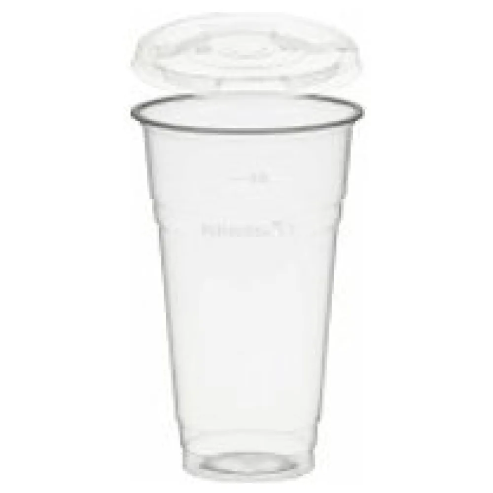 BIO Trinkbecher 500ml + Deckel mit Halmstanzung aus Biokunststoff(PLA) 50 Stk. – Bild 3