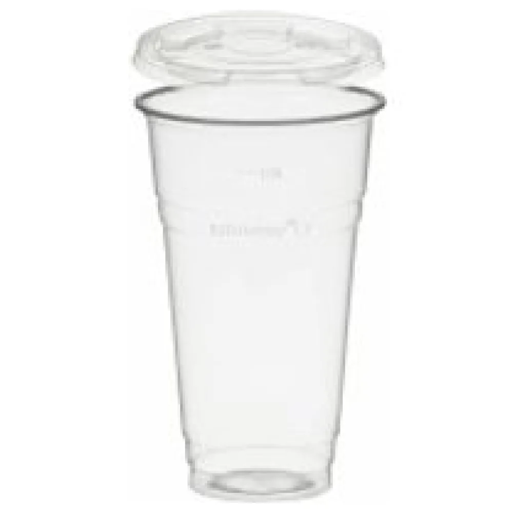 BIO Trinkbecher 500ml + Deckel flach ohne Loch aus Biokunststoff (PLA) 50 Stk. – Bild 3