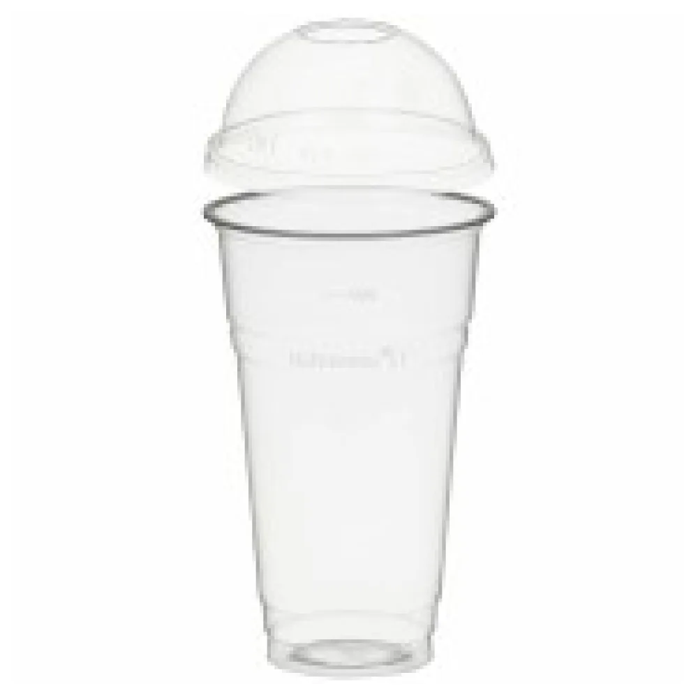 BIO Trinkbecher 500ml + Domdeckel mit Rundloch aus Biokunststoff (PLA) 50 Stk.