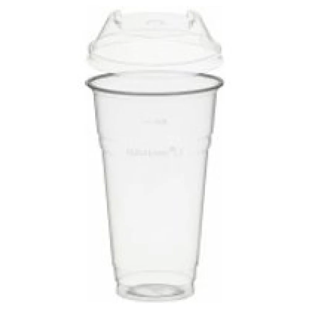 BIO Trinkbecher 500ml + Domdeckel mit C-Loch stapelbar aus Biokunststoff 50 Stk. – Bild 3
