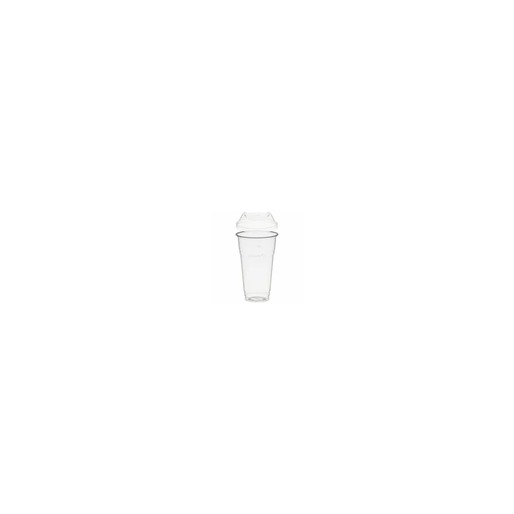 BIO Trinkbecher 500ml + Domdeckel mit C-Loch stapelbar aus Biokunststoff 50 Stk.
