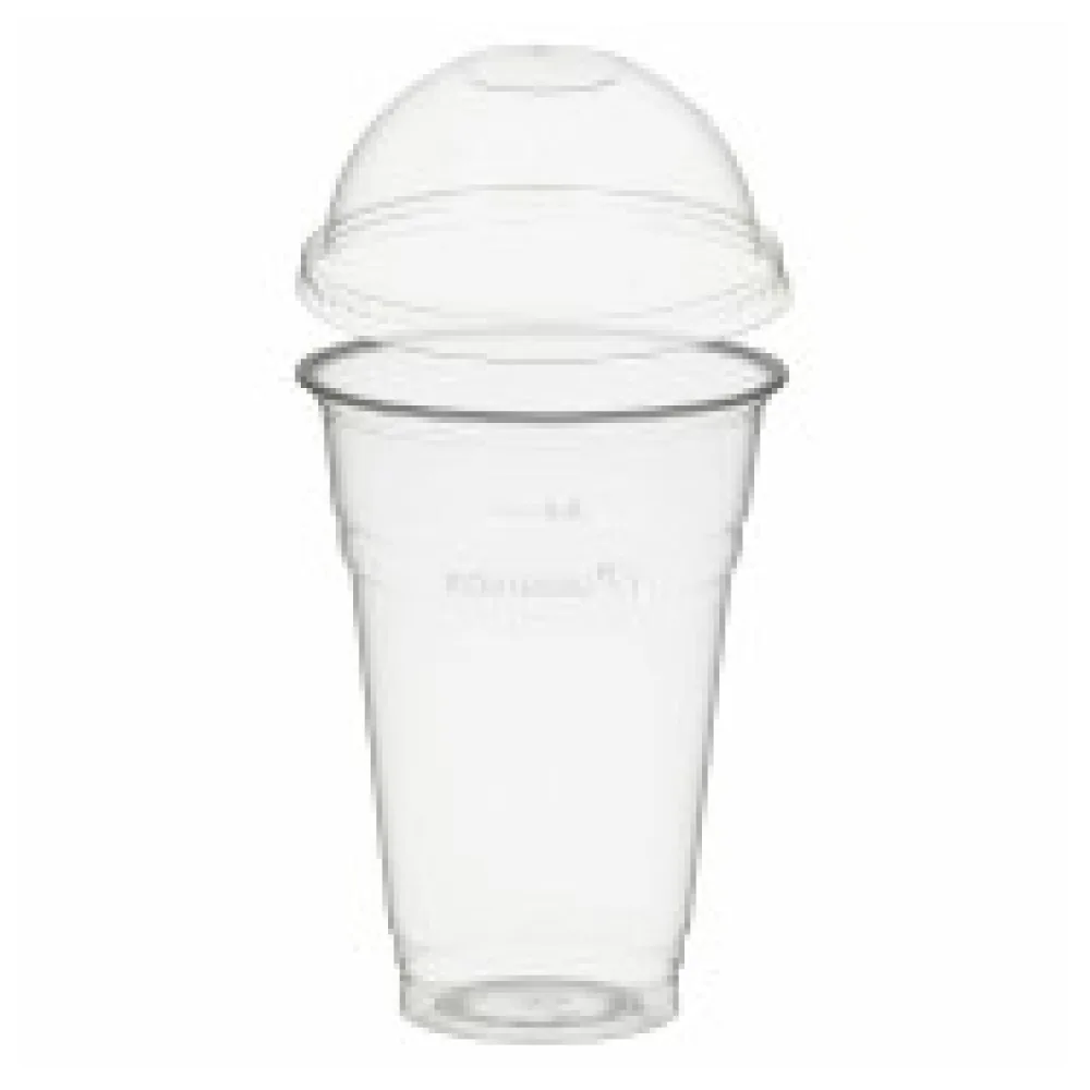 BIO Trinkbecher 400ml mit Domdeckel ohne Loch aus Biokunststoff (PLA) 50 Stk.