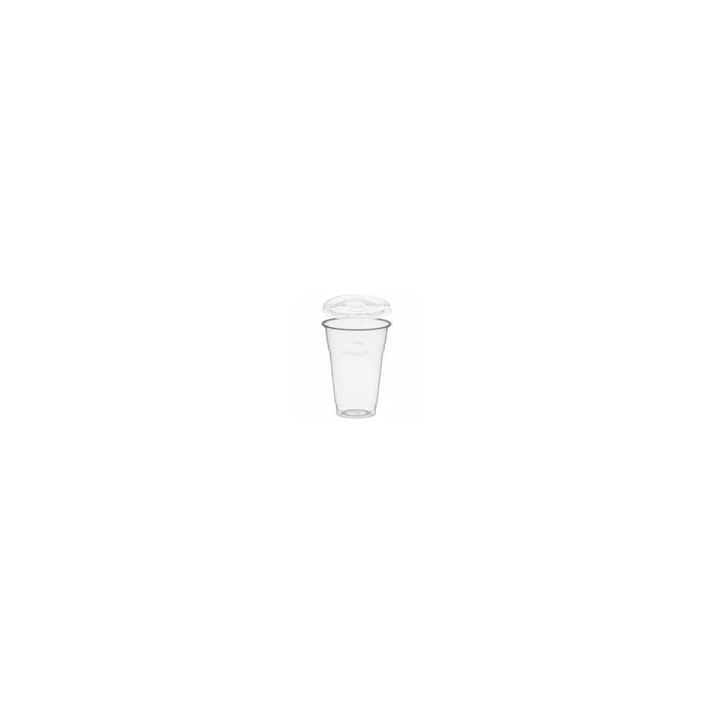 BIO Trinkbecher 400ml + Deckel mit Halmstanzung aus Biokunststoff (PLA) 50 Stk.