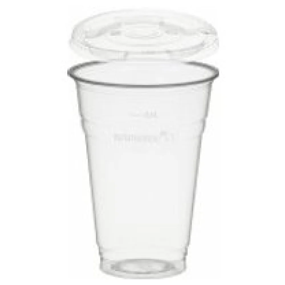 BIO Trinkbecher 400ml + Deckel mit Halmstanzung aus Biokunststoff (PLA) 50 Stk. – Bild 3