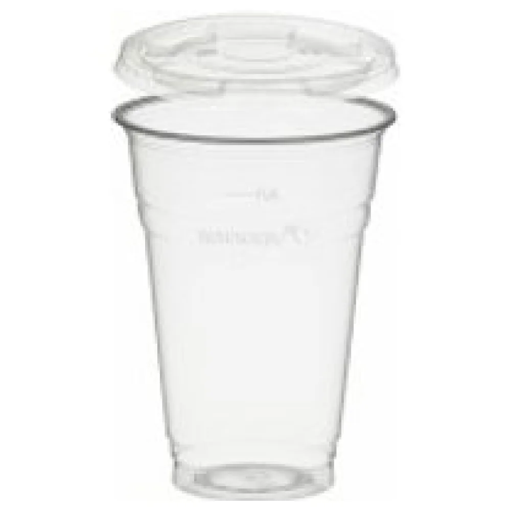 BIO Trinkbecher 400ml + Deckel flach ohne Loch aus Biokunststoff (PLA) 50 Stk. – Bild 3