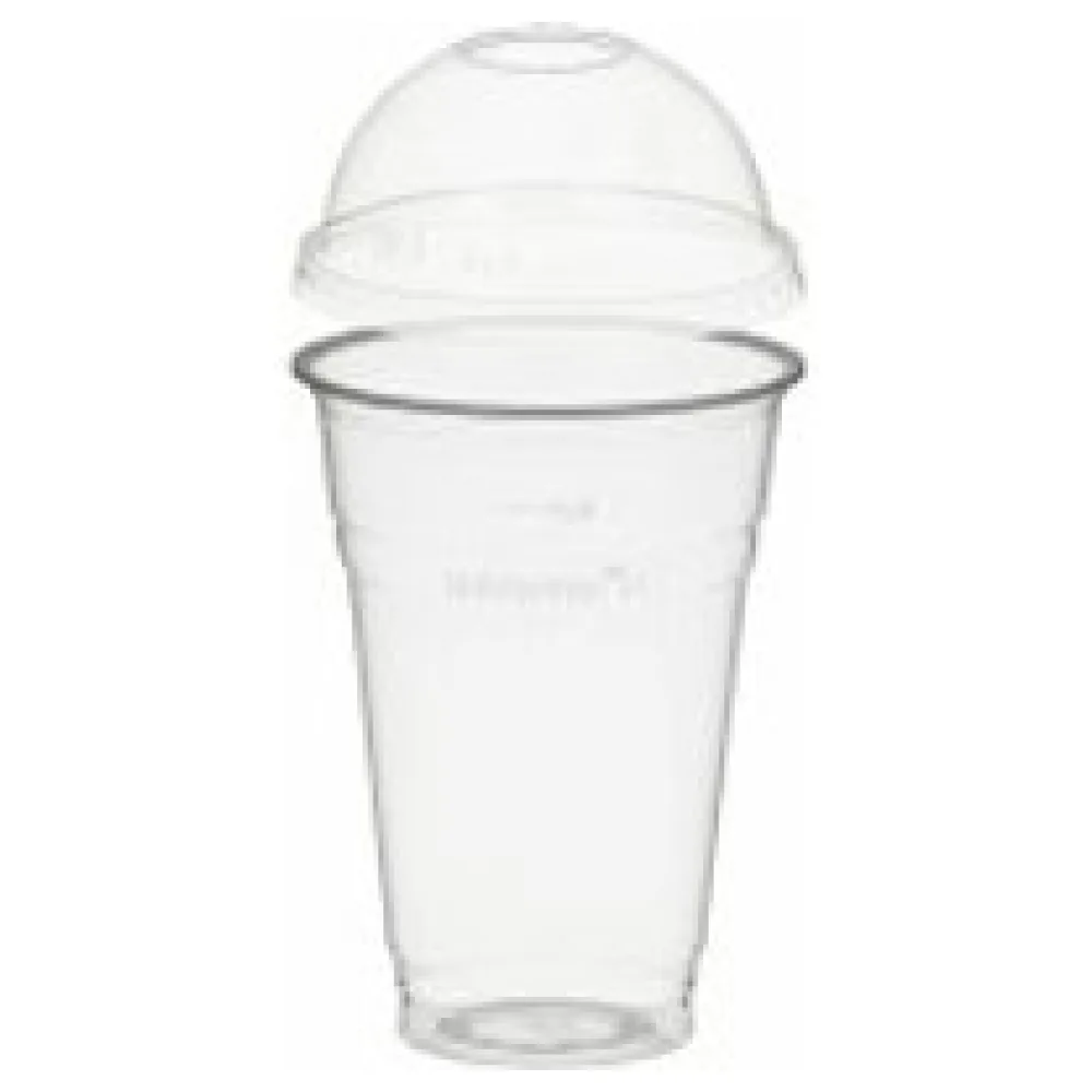 BIO Trinkbecher 400ml + Domdeckel mit Rundloch aus Biokunststoff (PLA) 50 Stk. – Bild 3