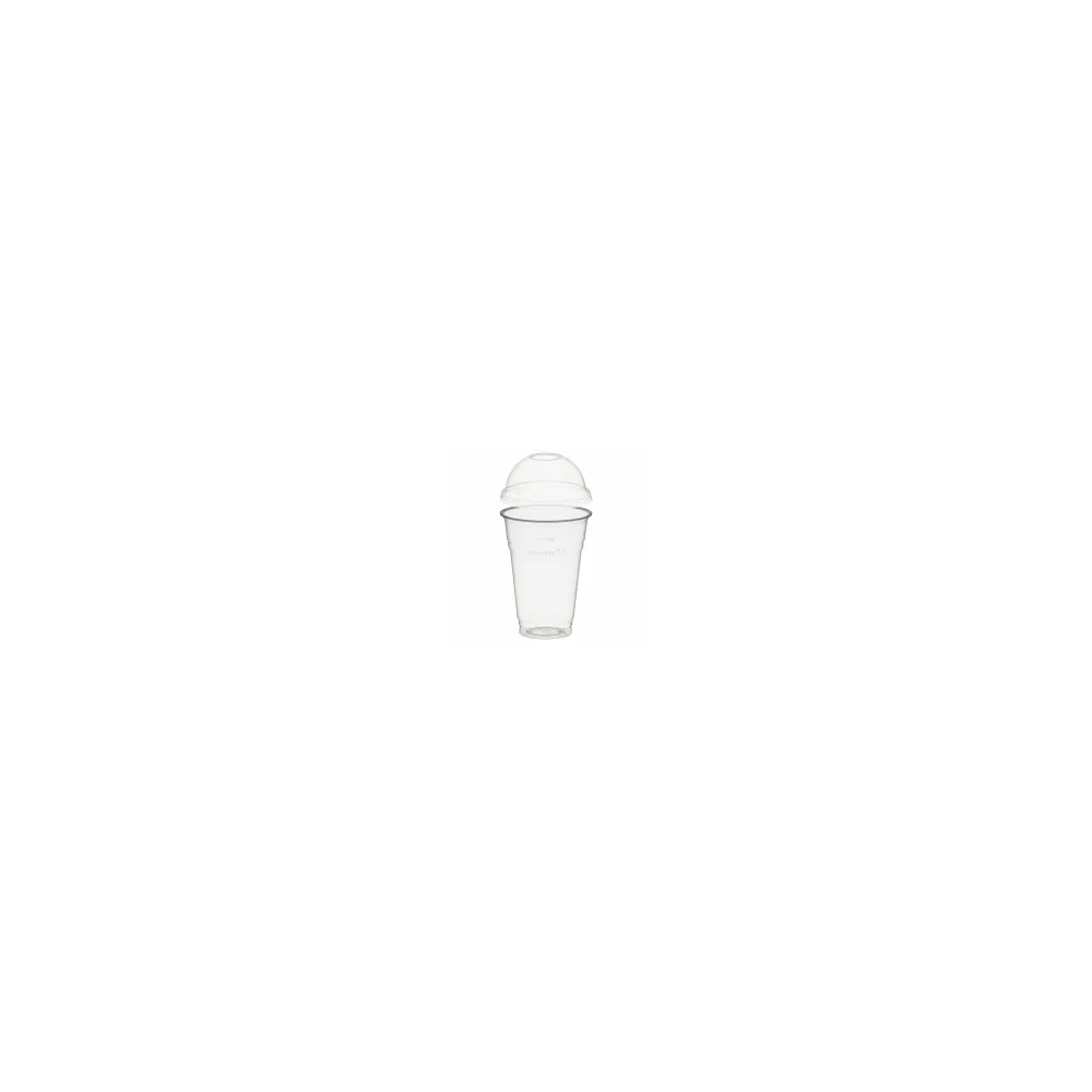 BIO Trinkbecher 400ml + Domdeckel mit Rundloch aus Biokunststoff (PLA) 50 Stk.