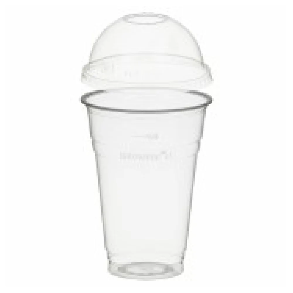 BIO Trinkbecher 400ml + Domdeckel mit Rundloch aus Biokunststoff (PLA) 50 Stk.