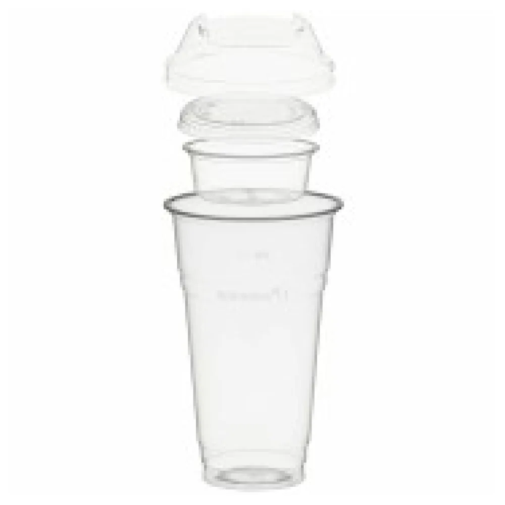 BIO Trinkbecher 500ml+Domdeckel+ 60ml Einsatzbecher stapelbar PLA, 100 Stk.