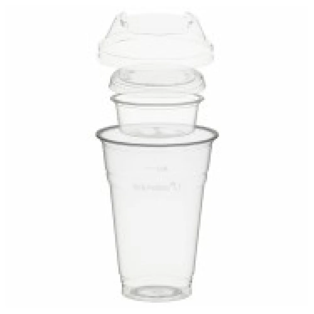 BIO Trinkbecher 400ml + Domdeckel+ 60ml Einsatzbecher stapelbar PLA, 100 Stk.