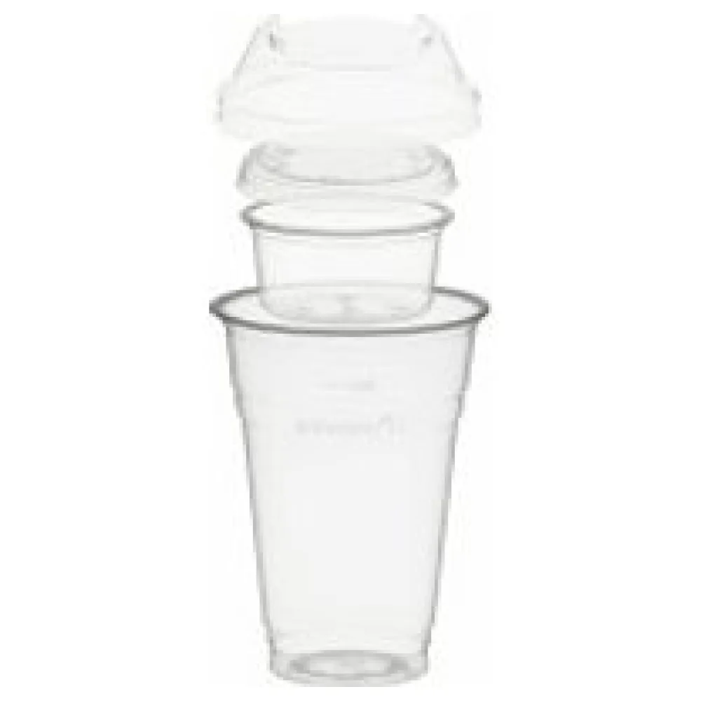 BIO Trinkbecher 400ml + Domdeckel+ 90ml Einsatzbecher stapelbar PLA, 100 Stk. – Bild 3