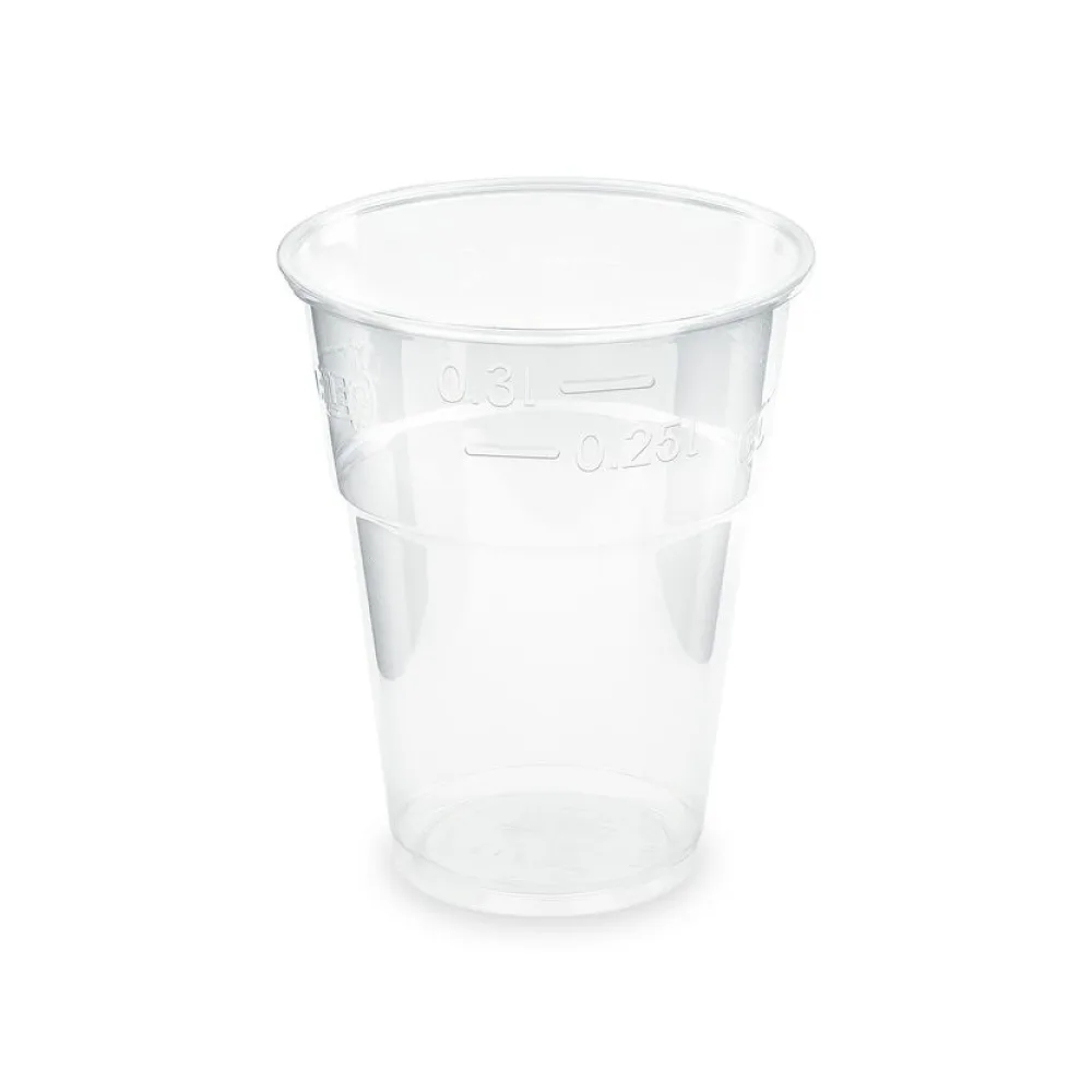 BIO Trinkbecher klar 300 ml 0,3 l Eichstrich Biokunststoff PLA o 84mm 50 Stk. – Bild 2