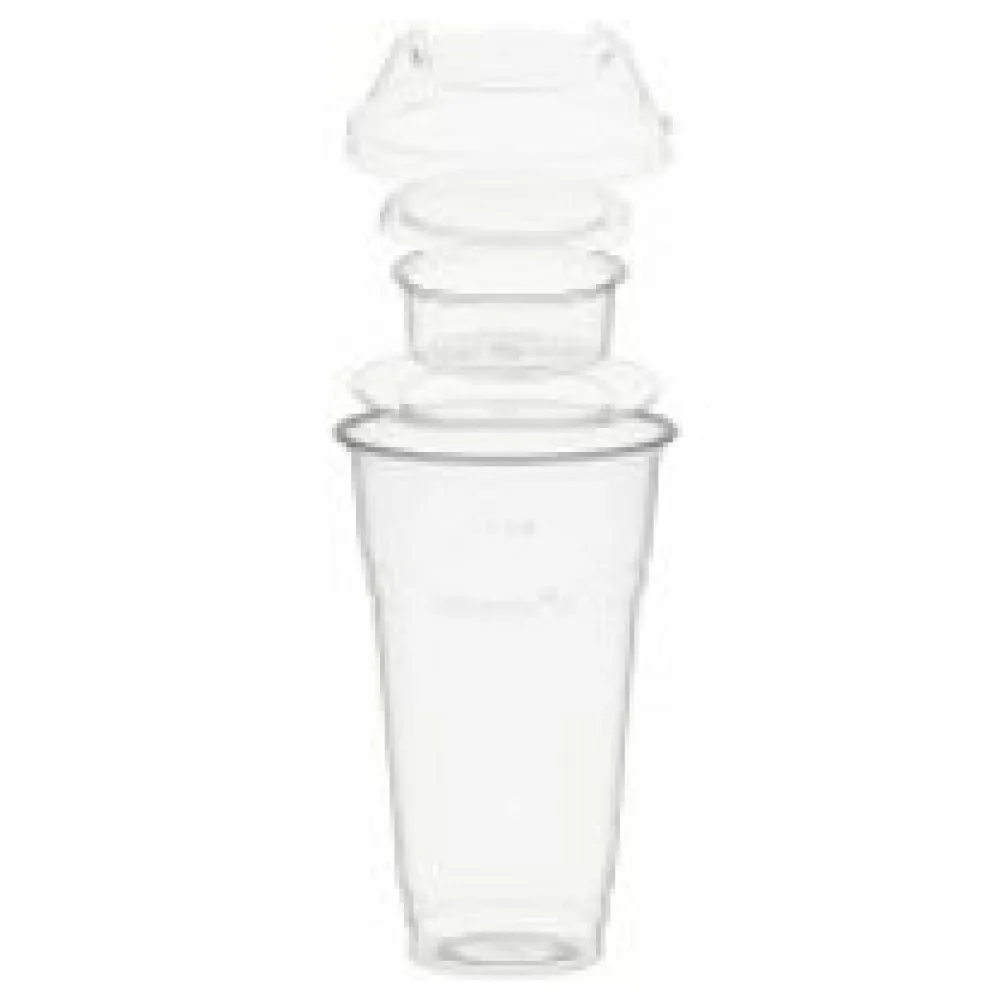 BIO Trinkbecher 500ml+Domdeckel+ 90ml Einsatzbecher stapelbar PLA, 100 Stk. – Bild 3