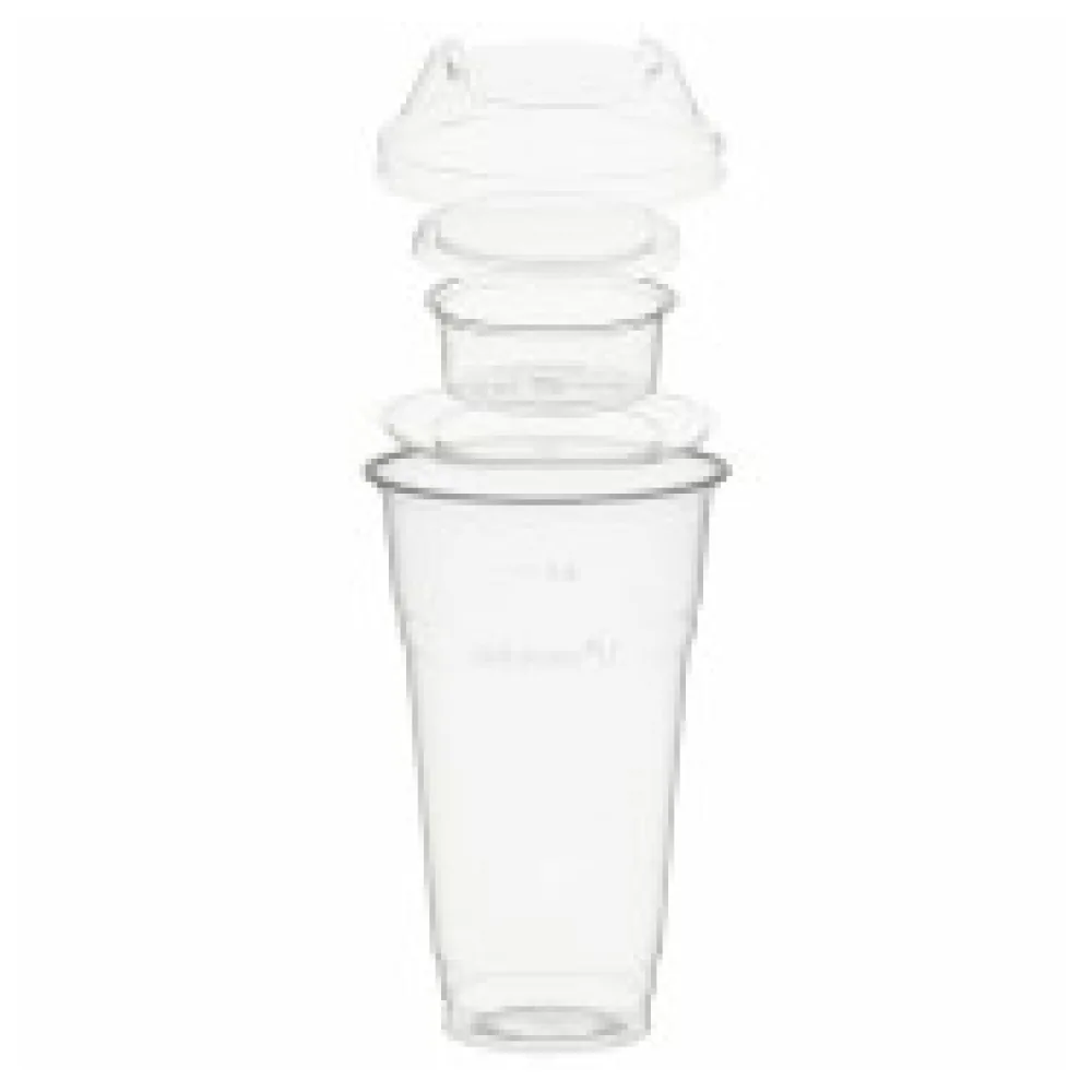 BIO Trinkbecher 500ml+Domdeckel+ 90ml Einsatzbecher stapelbar PLA, 100 Stk.