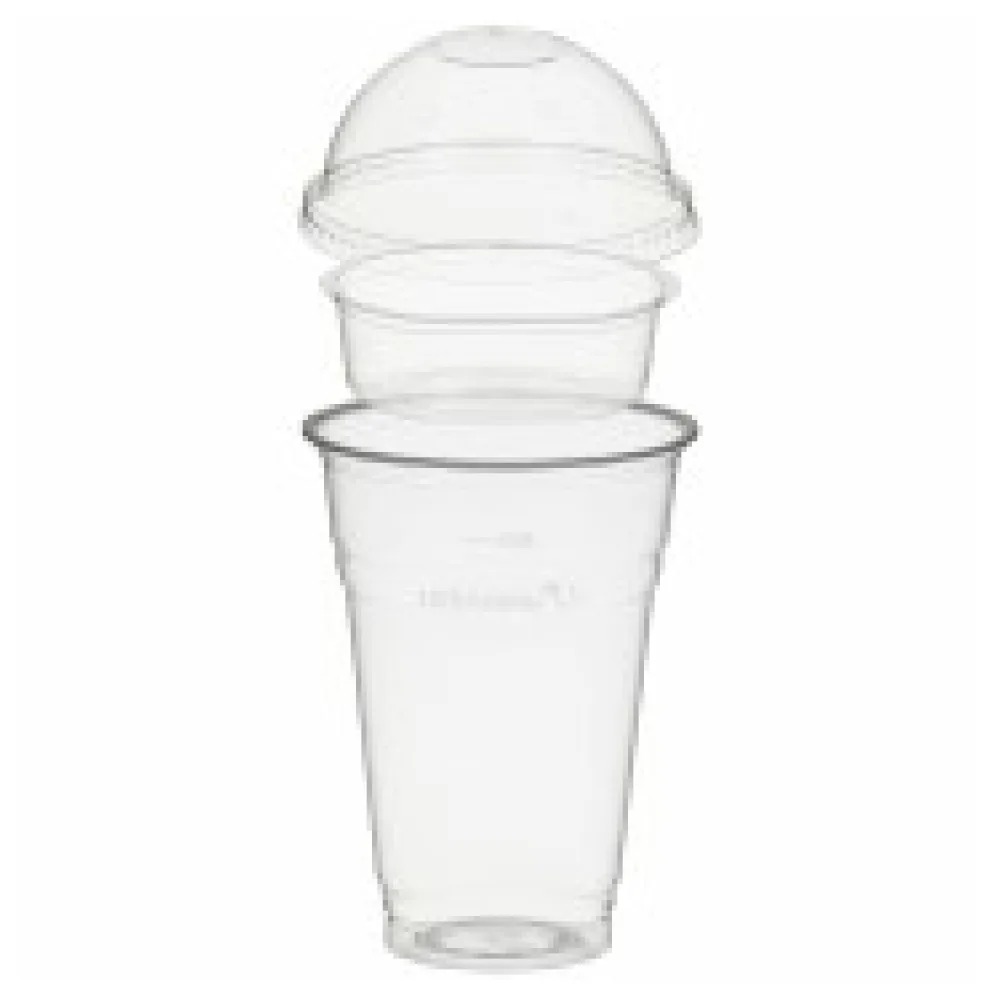 BIO Trinkbecher 400ml + Domdeckel ohne Loch + Einsatzbecher O 96mm (PLA) 50 Stk.