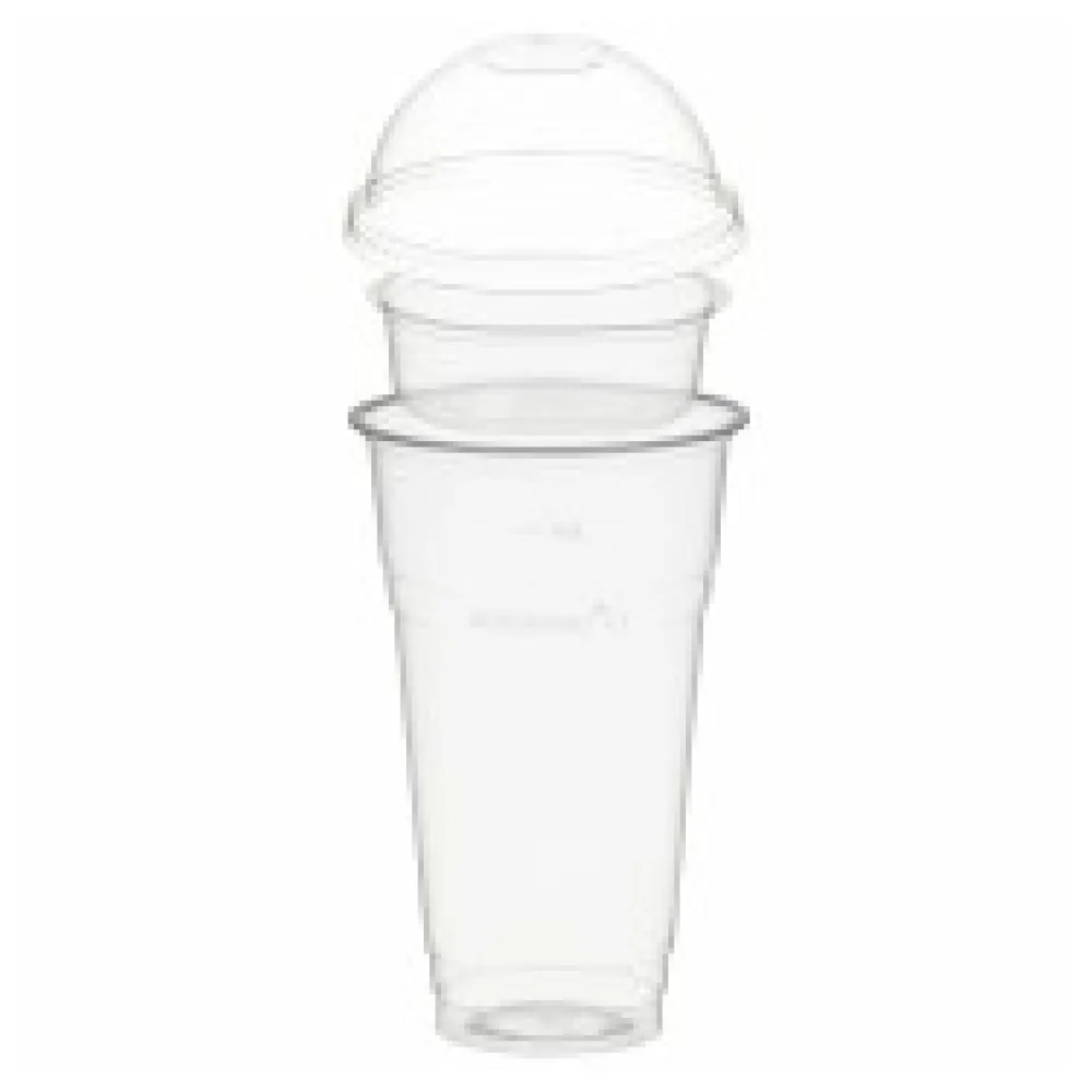 BIO Trinkbecher 500ml + Domdeckel ohne Loch + Einsatzbecher O 96mm (PLA) 50 Stk.