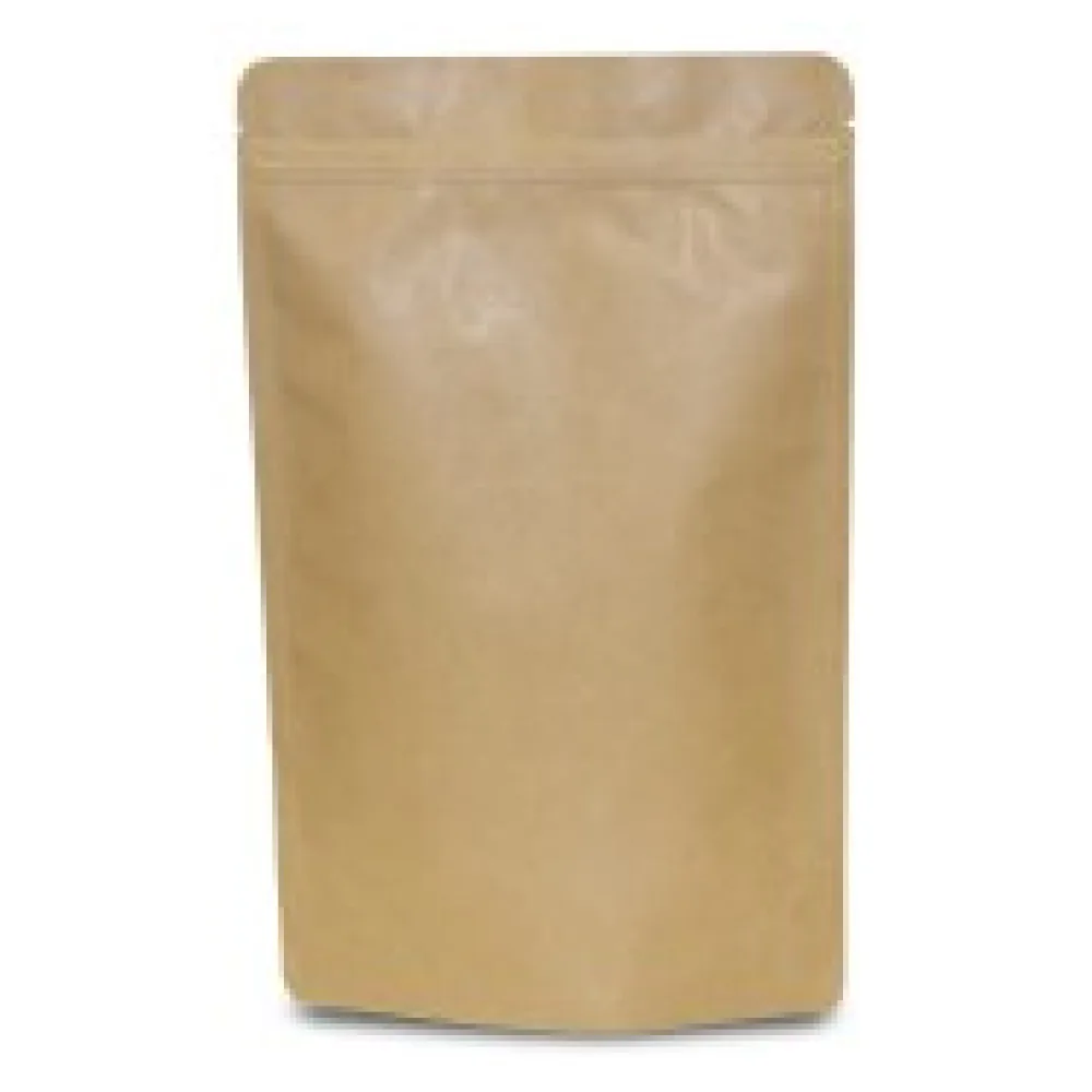 Standbodenbeutel Kraftpapier braun High Barrier mit Alubeschichtung 130x225x70mm, 500ml, 100 Stk.