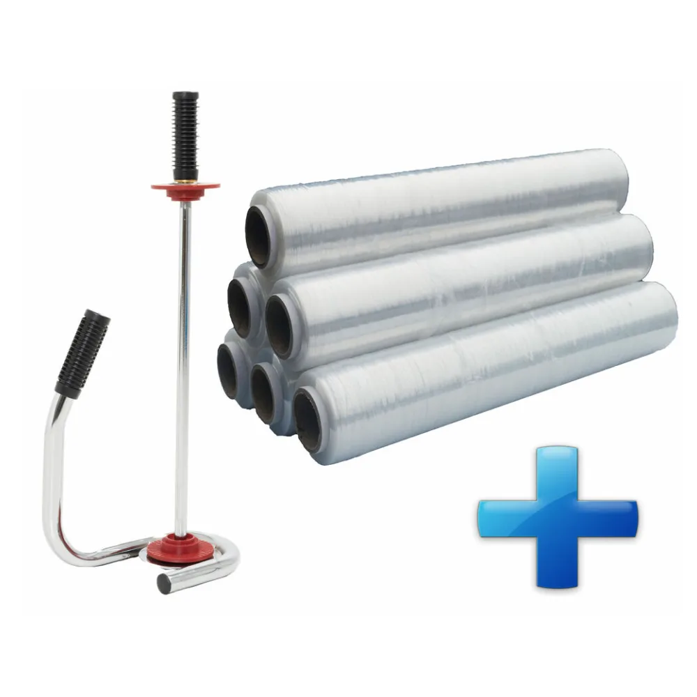Sparset 6 Rollen Handstretchfolie Handwickelfolie 17my 50cm mit Abroller DE LUXE – Bild 2