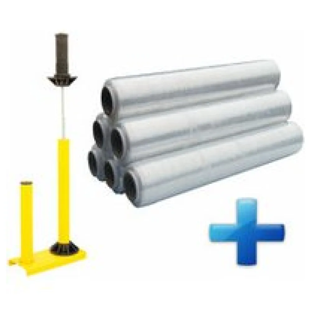 Sparset 6 Rollen Handstretchfolie Handwickelfolie 17my 45cm mit Abroller B'STAR – Bild 3