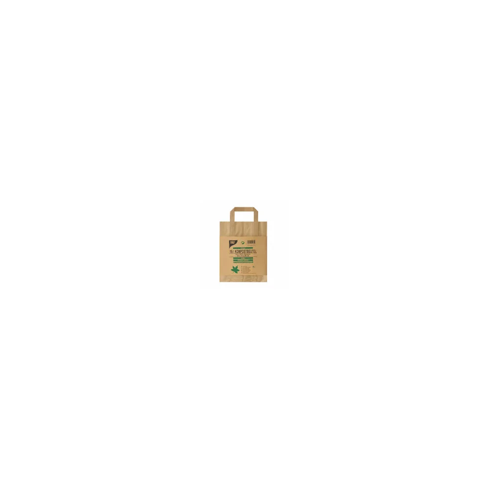 Kompostbeutel aus Papier mit Henkel 10L 28 cm x 22 cm x 14 cm braun, 15 Stk.