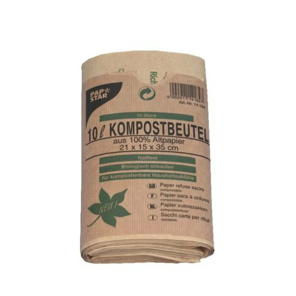 Kompostbeutel aus Papier 10L 35 cm x 21 cm x 15 cm braun, 10 Stk. – Bild 2