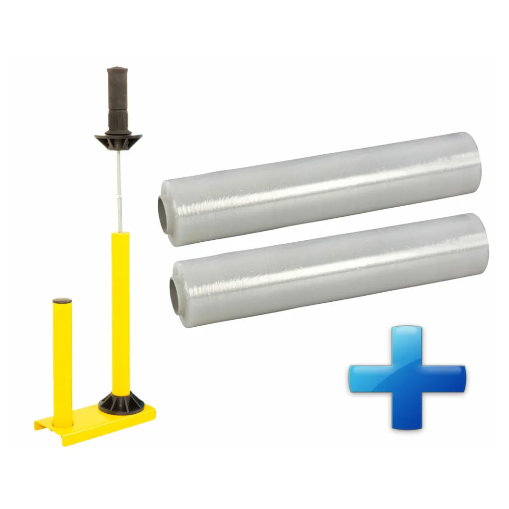 Sparset 2 Rollen Handstretchfolie Handwickelfolie 20my 50cm mit Abroller B'STAR – Bild 2