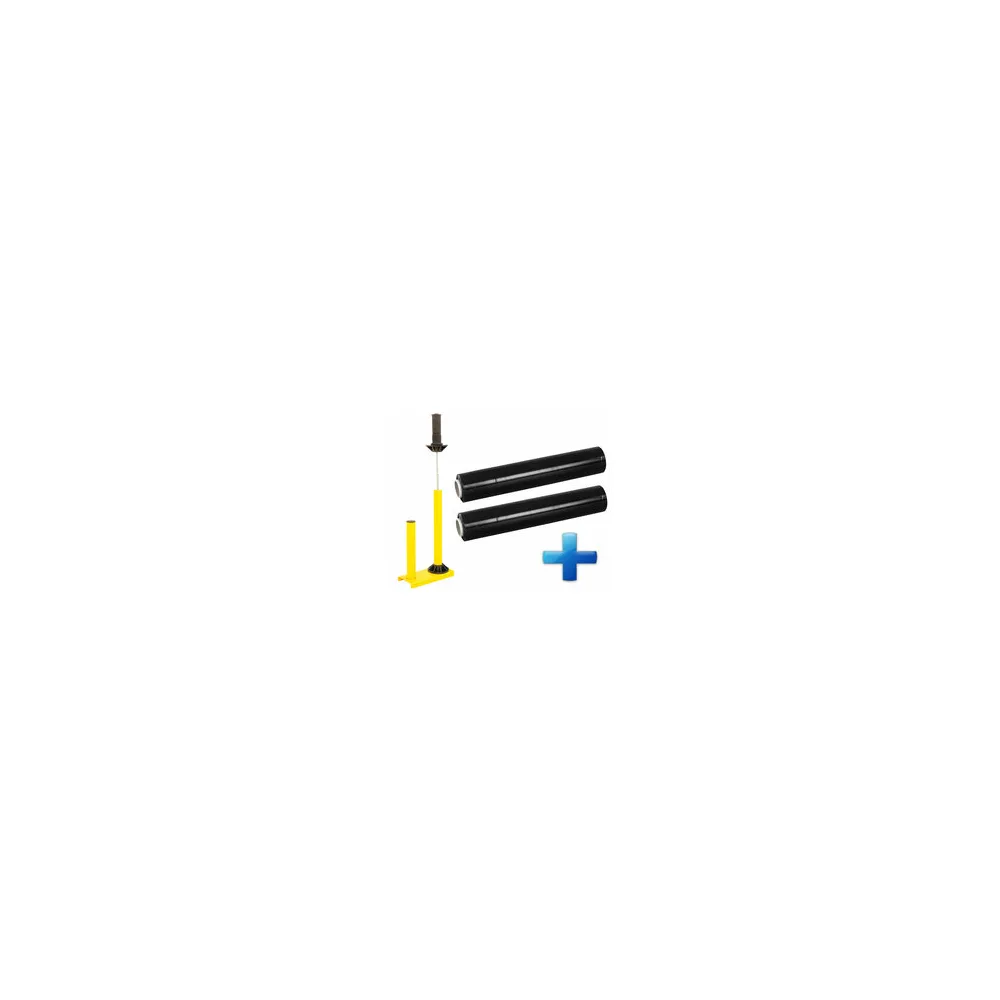 Sparset 2 Rollen Handstretchfolie Handwickelfolie schwarz mit Abroller B'STAR