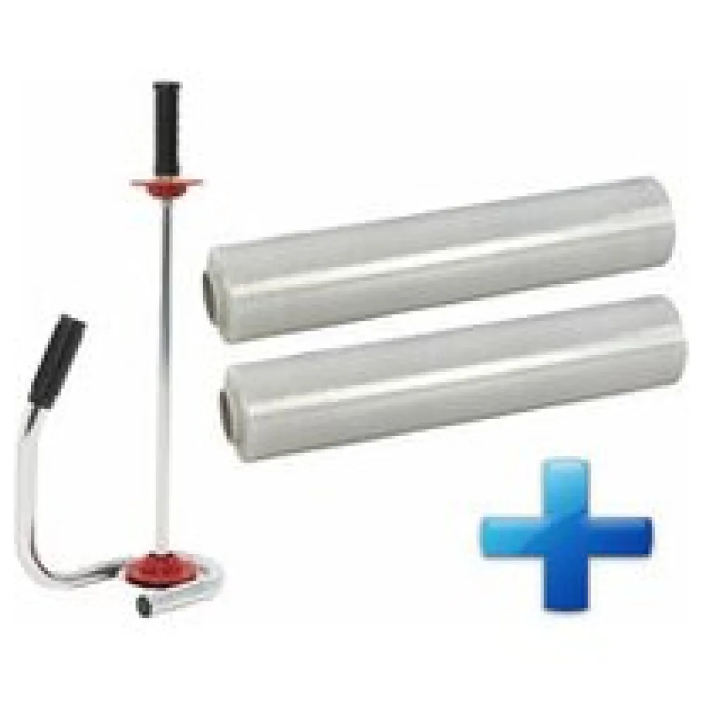Sparset 2 Rollen Handstretchfolie Handwickelfolie 20my 50cm mit Abroller DE LUXE – Bild 3