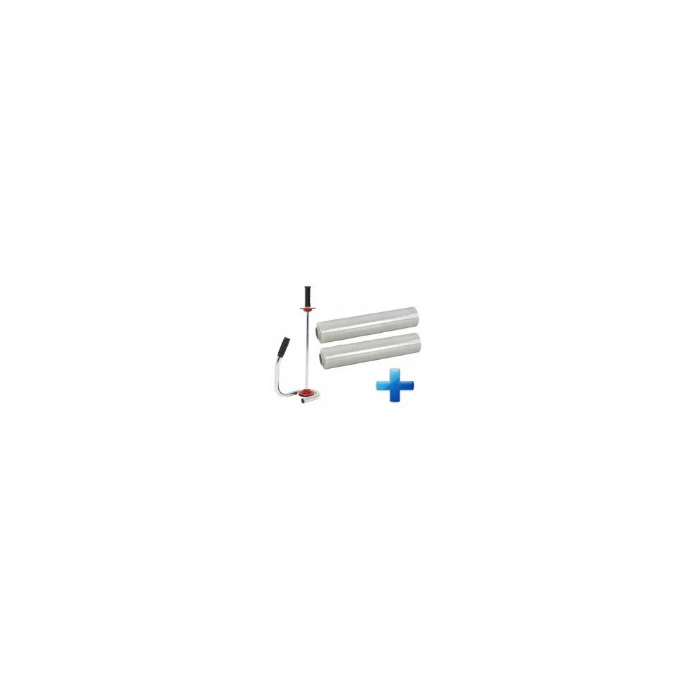 Sparset 2 Rollen Handstretchfolie Handwickelfolie 20my 50cm mit Abroller DE LUXE