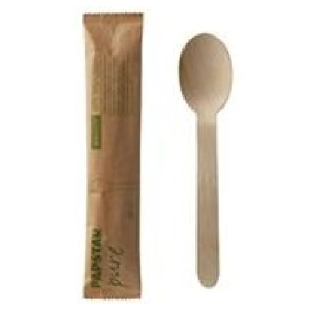 Holzlöffel Löffel aus Holz 160mm natur einzeln verpackt in Papierbeutel, 50 Stk. – Bild 3