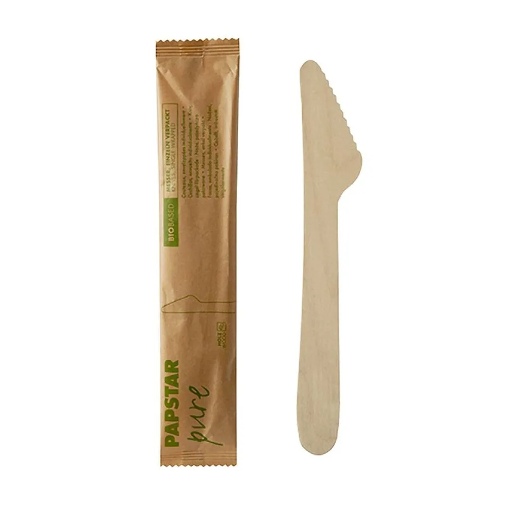 Holzmesser Messer aus Holz 165mm natur einzeln verpackt in Papierbeutel, 50 Stk. – Bild 2