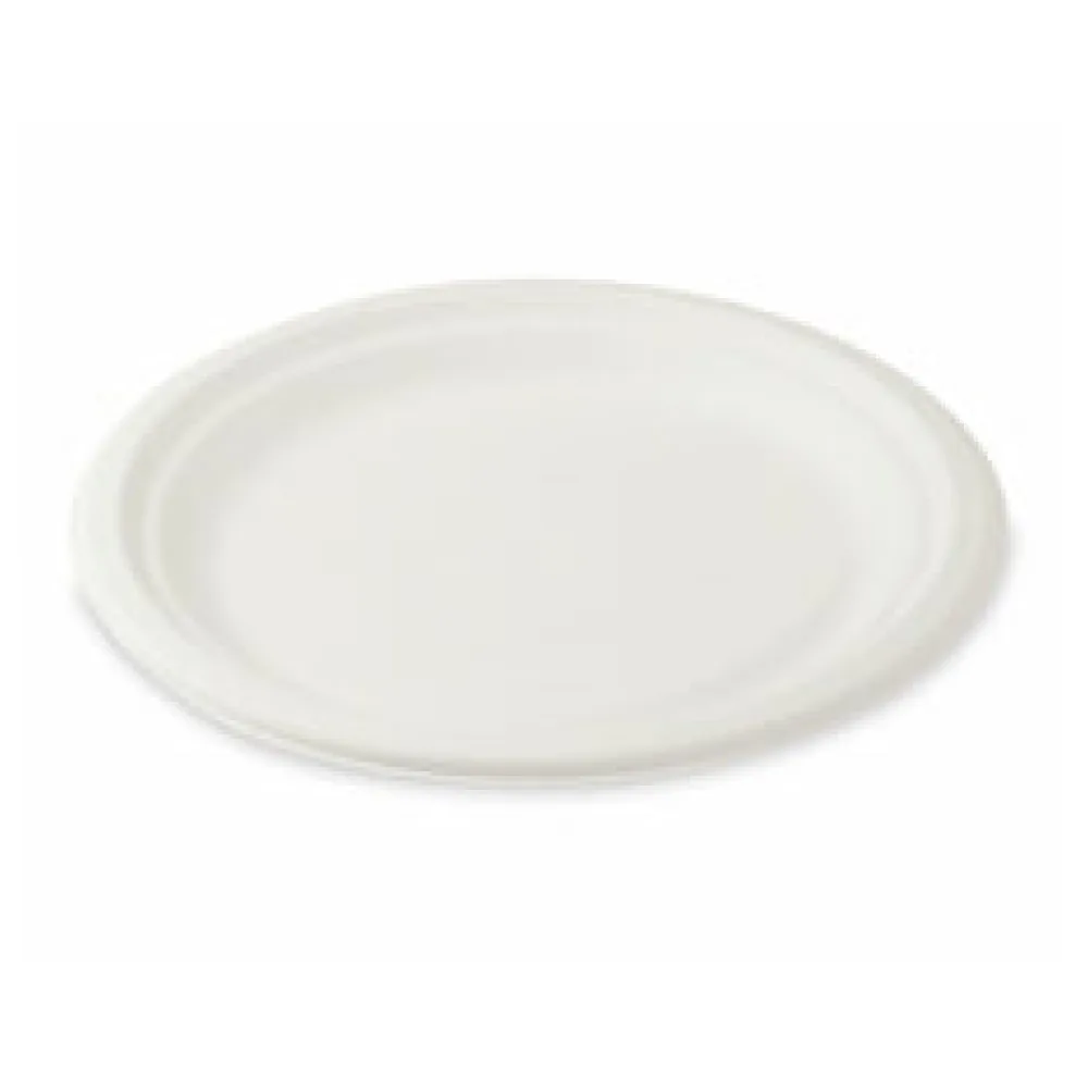 Bio Grillteller Fleischteller rund aus Zuckerrohr Bagasse O 22 cm, 10 Stk.