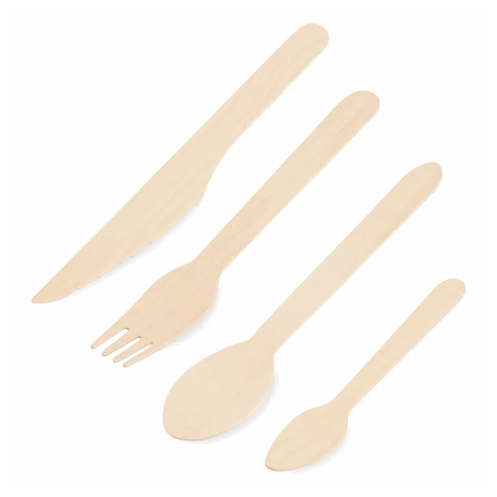 Bestecksets aus Holz biologisch abbaubar Gabeln Messer Löffel Kaffeelöffel, 10 Stk. – Bild 2