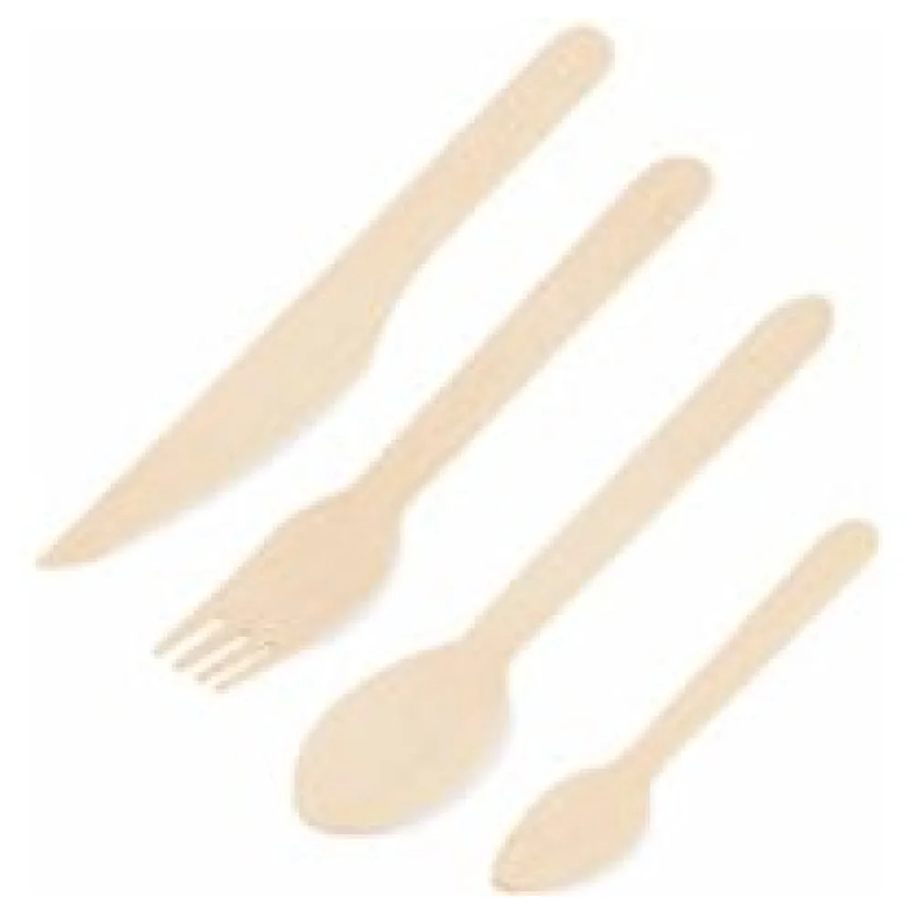 Bestecksets aus Holz biologisch abbaubar Gabeln Messer Löffel Kaffeelöffel, 10 Stk. – Bild 3