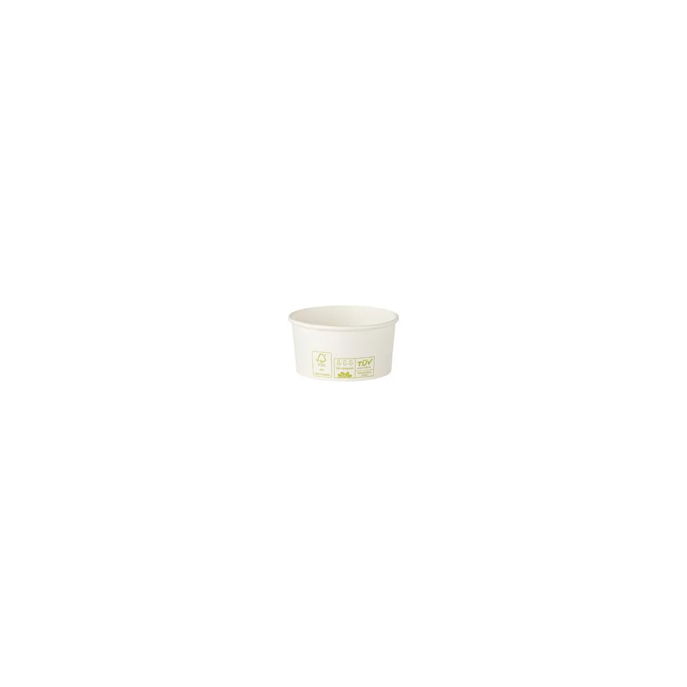 Bio Eisbecher Pappbecher 100% ohne Kunststoff 160ml O85 Höhe 43mm weiß, 50 Stk.