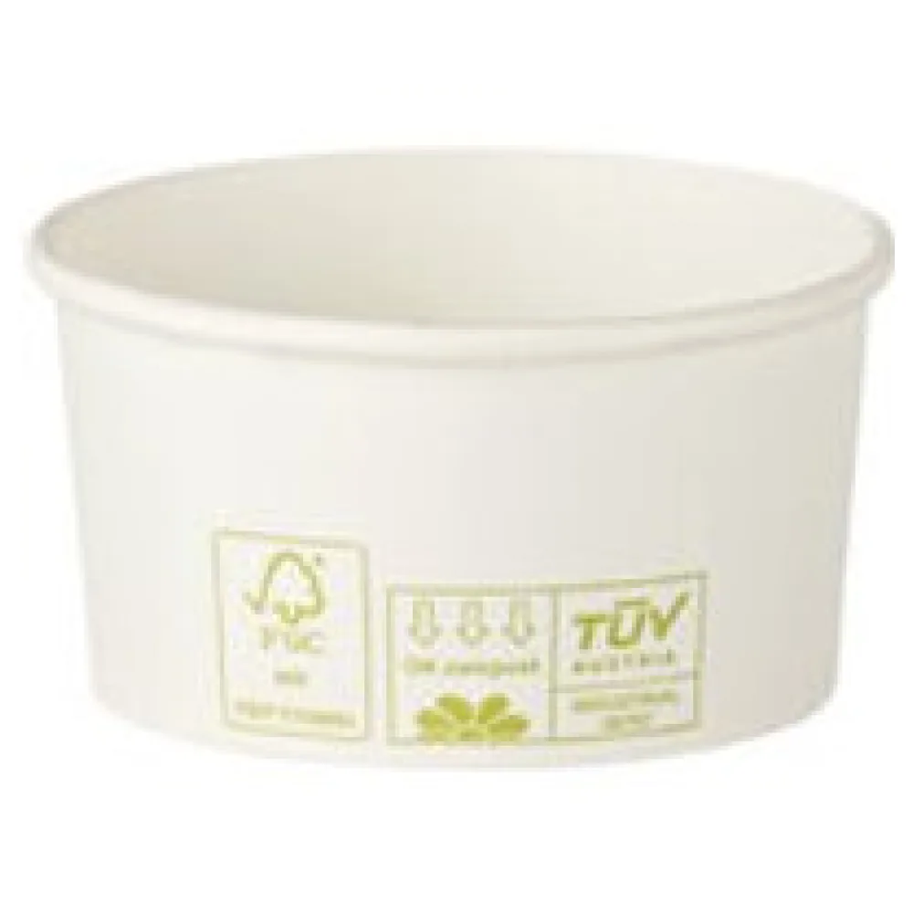 Bio Eisbecher Pappbecher 100% ohne Kunststoff 260ml O92 Höhe 55mm weiß, 50 Stk. – Bild 3